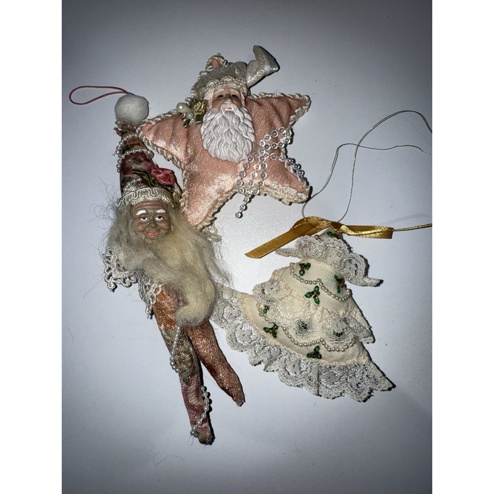 Mark‎ Roberts Vintage Santa Fairy And 2 Other Handmade Ornaments Q